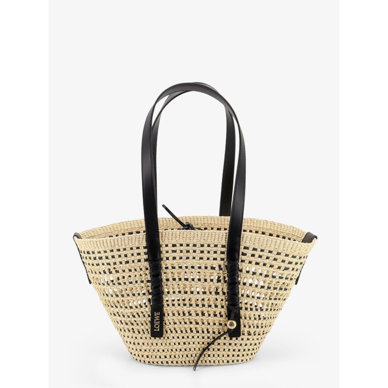 Paula's Ibiza -Braid raffia and leather shoulder bag