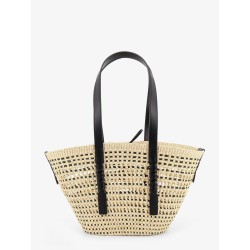 Paula's Ibiza -Braid raffia and leather shoulder bag