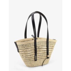 Paula's Ibiza -Braid raffia and leather shoulder bag