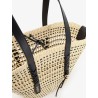 Paula's Ibiza -Braid raffia and leather shoulder bag