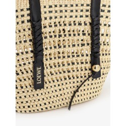 Paula's Ibiza -Braid raffia and leather shoulder bag