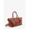 Shiny leather handbag with front lettering logo