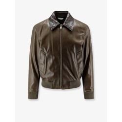 Leather Jacket with Ibntrecciato detail