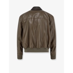 Leather Jacket with Ibntrecciato detail