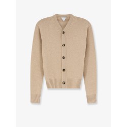 Cashmere blend cardigan with Intrecciato logo patch
