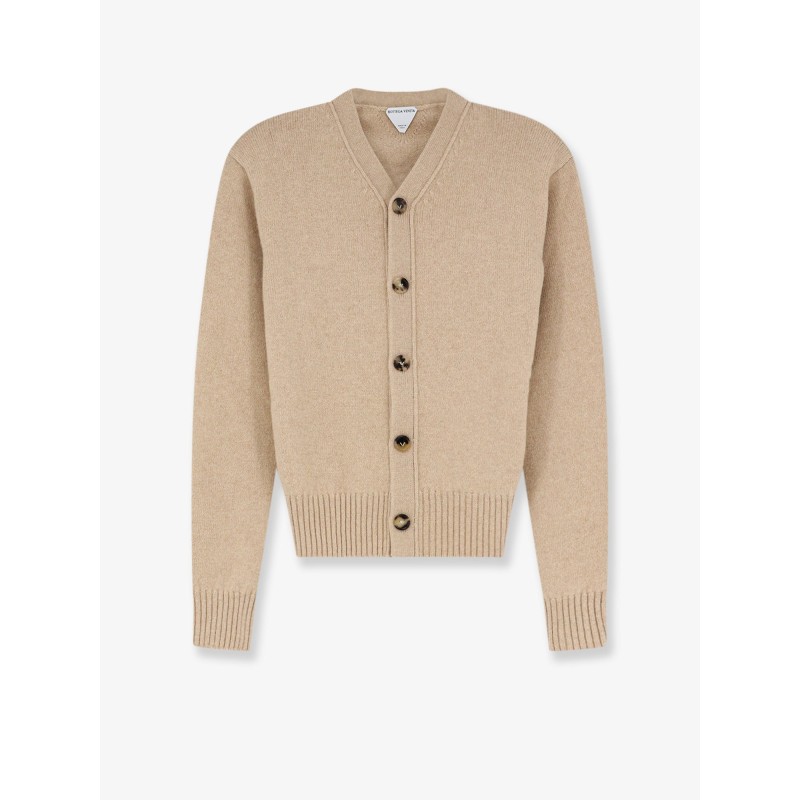 Cashmere blend cardigan with Intrecciato logo patch