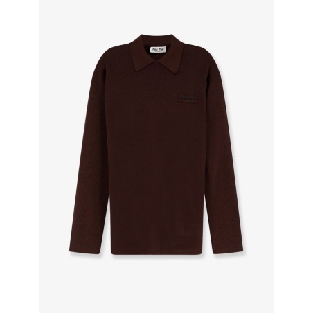 Wool polo shirt with embroidered logo on the front