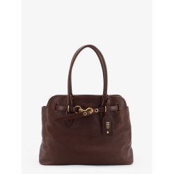 Aventure leather handbag with front lettering logo