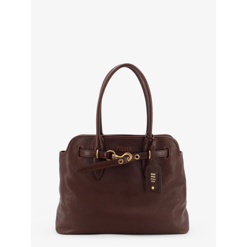 Aventure leather handbag with front lettering logo