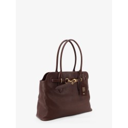 Aventure leather handbag with front lettering logo