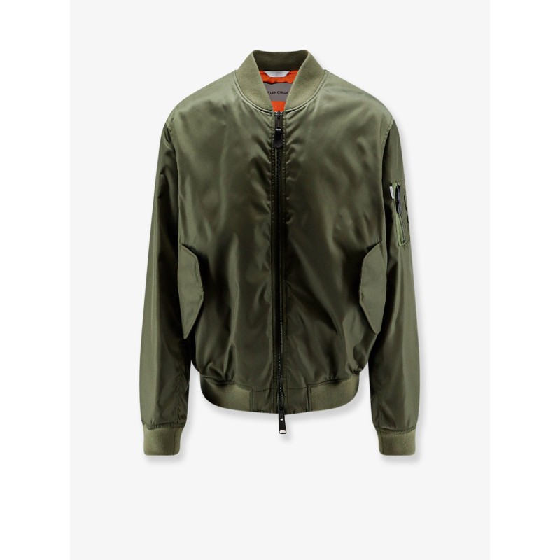 Nylon bomber with orange lining