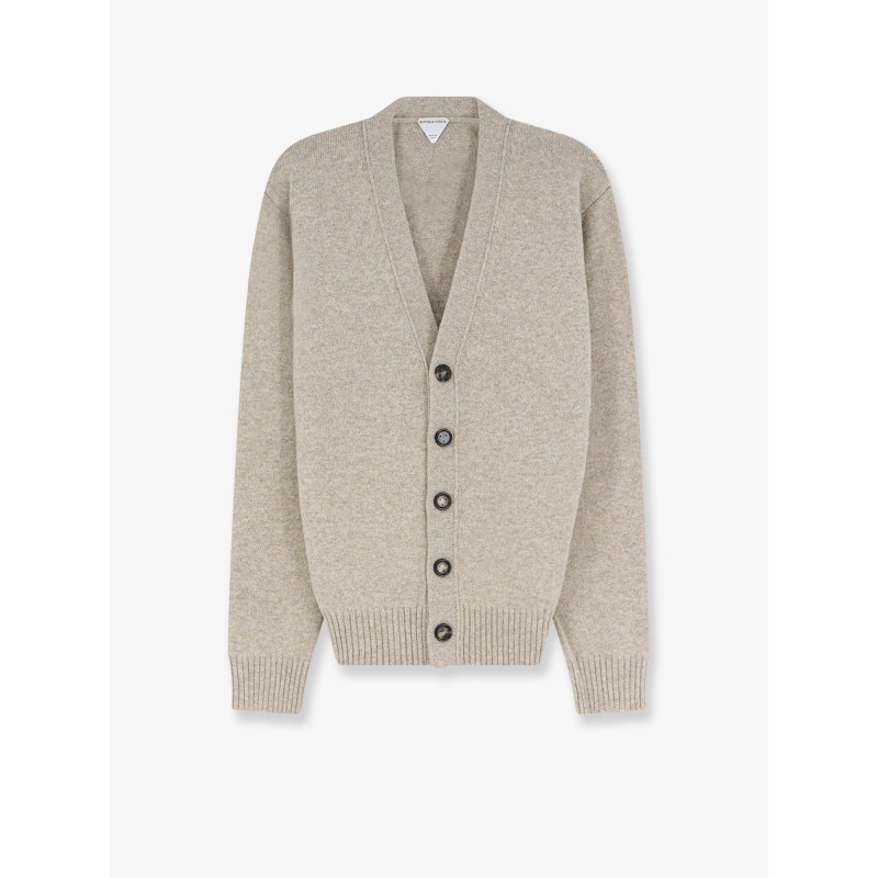 Cashmere blend cardigan with Intreccio patch