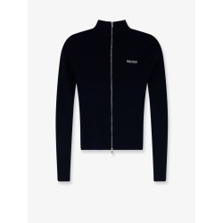 Cotton cardigan with front logo inlay