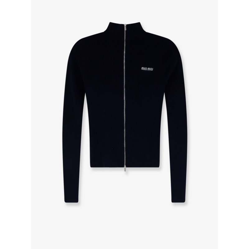 Cotton cardigan with front logo inlay