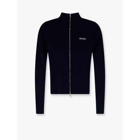 Cotton cardigan with front logo inlay
