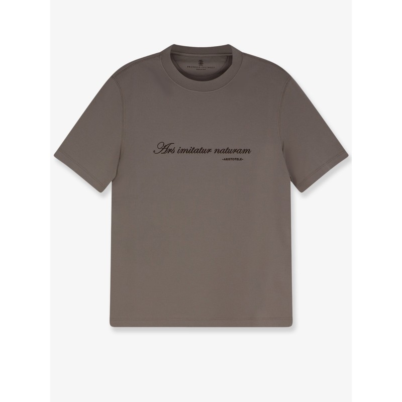 Cotton T-shirt with front embroidery