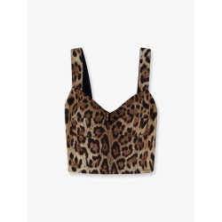 Cotton blend top with animal print