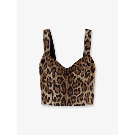 Cotton blend top with animal print