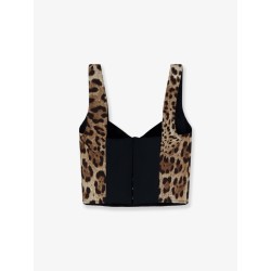Cotton blend top with animal print