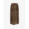 Stretch viscose longuette skirt with animal print