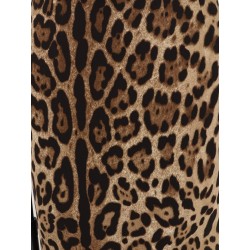 Stretch viscose longuette skirt with animal print