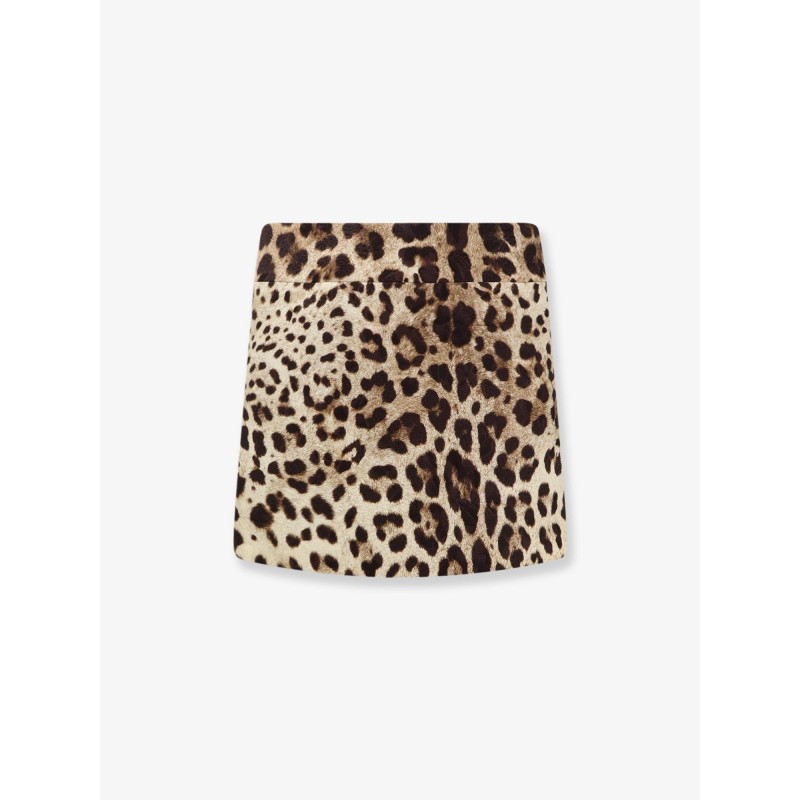 Cotton, silk and viscose mini skirt with animal motif