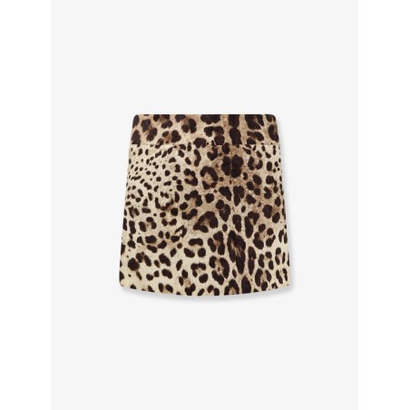 Cotton, silk and viscose mini skirt with animal motif