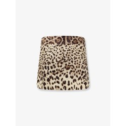 Cotton, silk and viscose mini skirt with animal motif