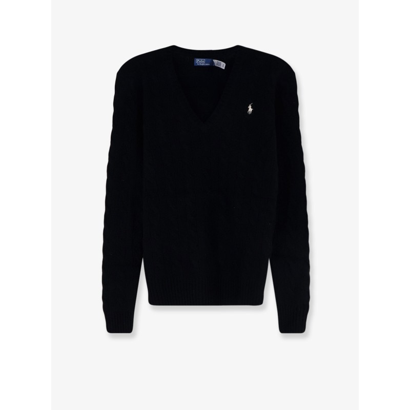 Wool and cashmere blend sweater with embroidered logo on the front