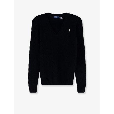 Wool and cashmere blend sweater with embroidered logo on the front