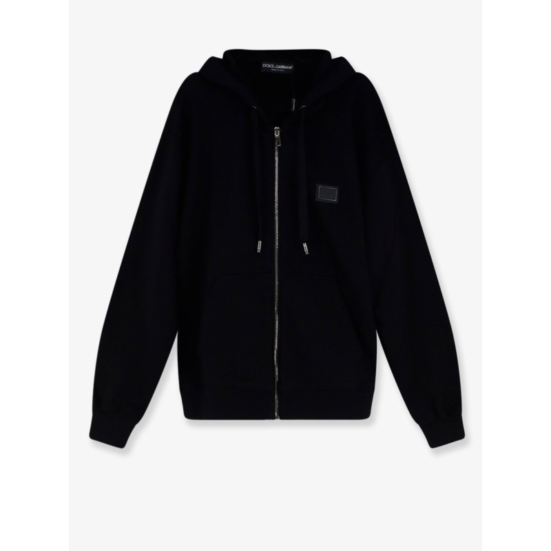 Cotton sweatshirt with metal logo patch