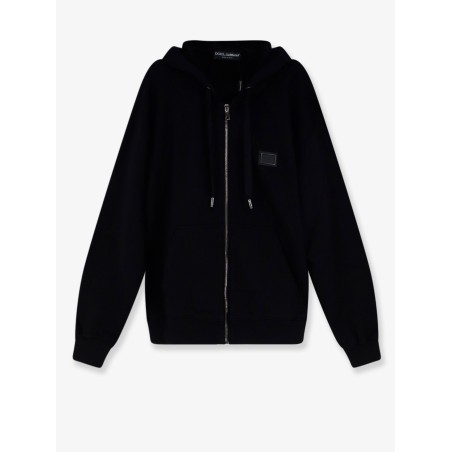 Cotton sweatshirt with metal logo patch
