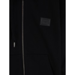Cotton sweatshirt with metal logo patch