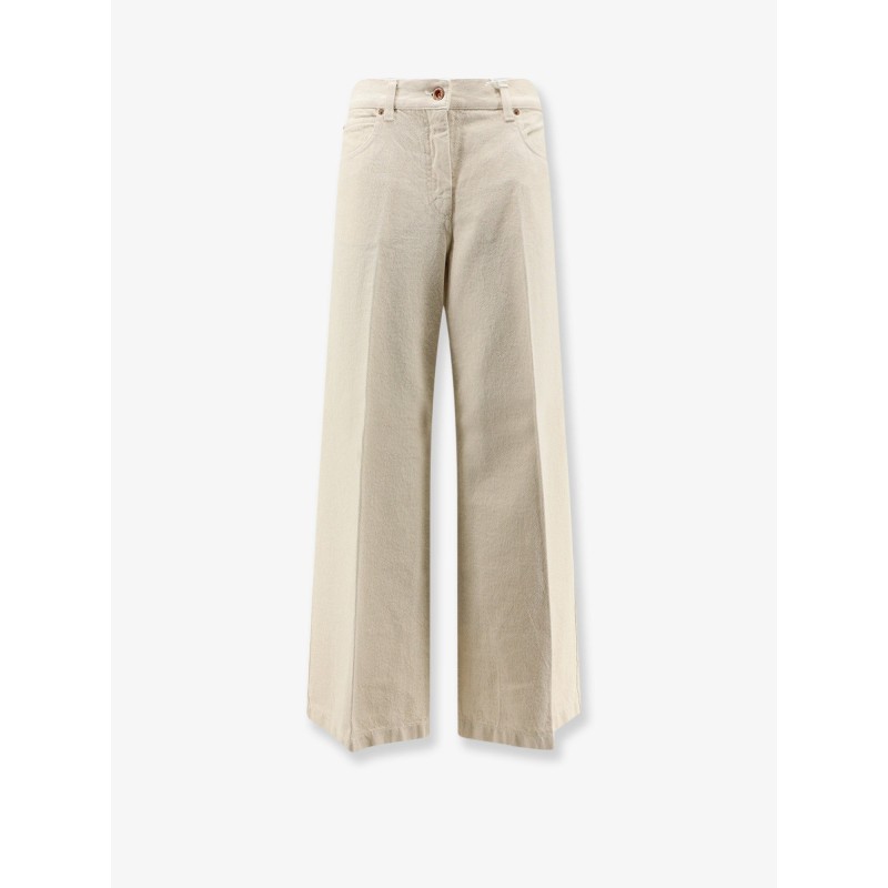 Denim trousers with back logo patch