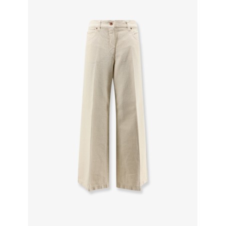 Denim trousers with back logo patch