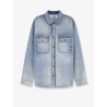 Cotton shirt jacket with embroidered lettering logo