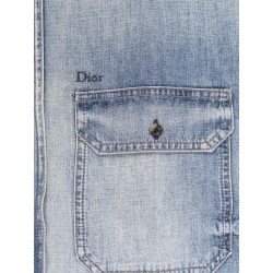 Cotton shirt jacket with embroidered lettering logo