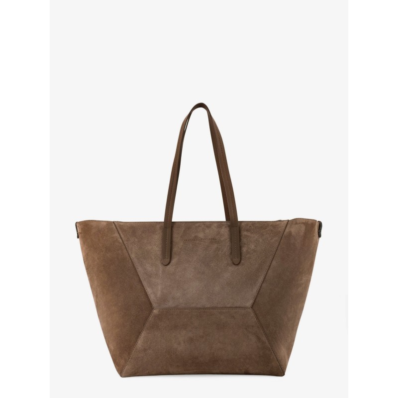 BC Duo suede shoulder bag with engraved logo