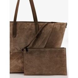 BC Duo suede shoulder bag with engraved logo