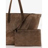 BC Duo suede shoulder bag with engraved logo