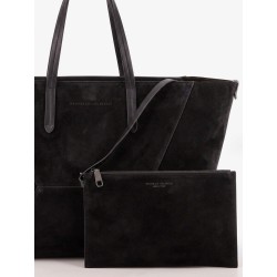 BC Duo suede shoulder bag with engraved logo