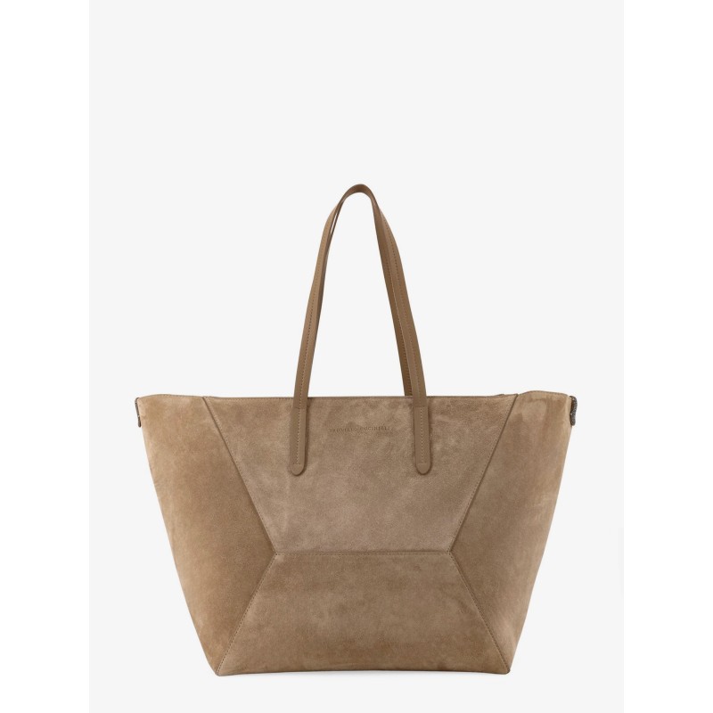 BC Duo suede shoulder bag with engraved logo