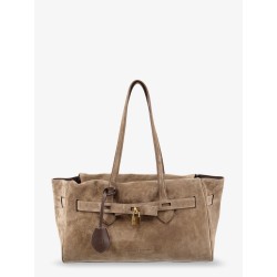 Suede shoulder bag with logo padlock detail