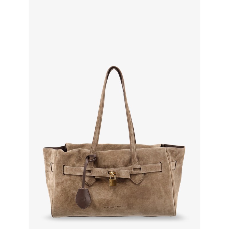 Suede shoulder bag with logo padlock detail