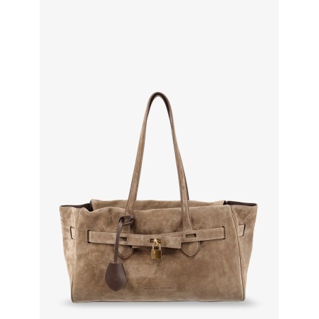 Suede shoulder bag with logo padlock detail