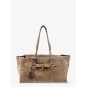 Suede shoulder bag with logo padlock detail