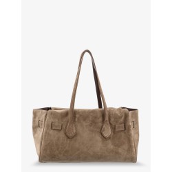 Suede shoulder bag with logo padlock detail