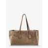 Suede shoulder bag with logo padlock detail