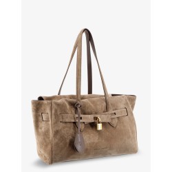 Suede shoulder bag with logo padlock detail