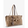 Suede shoulder bag with logo padlock detail